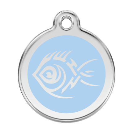 Vue avant - Médaille personnalisable pour chien - Red Dingo - Poisson tribal bleu clair - Taille L