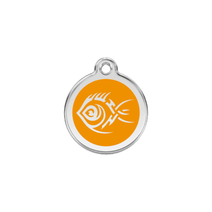 Vue avant - Médaille personnalisée pour chien/chat Red Dingo Émail/Acier Inoxydable Poisson Tribal Orange S 20.00mm