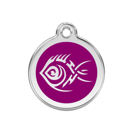Vue avant - Médaille personnalisée pour chien Red Dingo Poisson tribal Violet 30.00mm