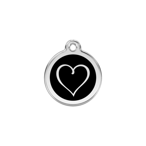 Vue avant - Médaille personnalisée pour chien/chat Red Dingo Coeur Tribal Noir S 20.00mm