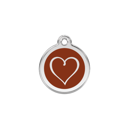 Vue avant - Médaille personnalisable Red Dingo Coeur Tribal Brun S 20.00mm - Pour chien/chat - Réf : 01-TH-BR-SM