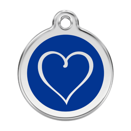 Vue avant - Médaille personnalisée pour chien Red Dingo Coeur Tribal Bleu foncé - Taille L