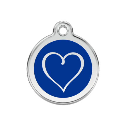 Vue avant - Médaille personnalisée pour chien ou chat Red Dingo Coeur Tribal Bleu foncé 30.00mm