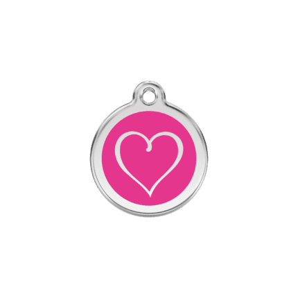 Vue avant - Médaille personnalisée pour chien/chat Red Dingo Coeur Tribal Rose vif - Taille S