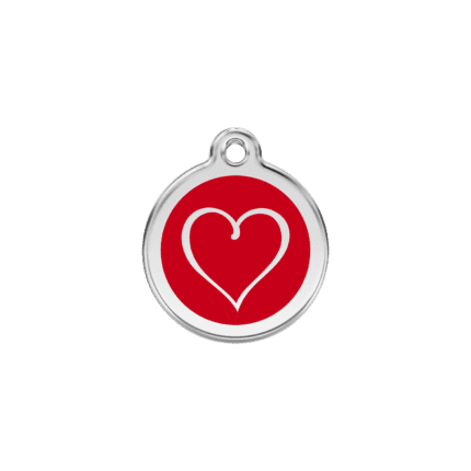 Vue avant - Médaille personnalisée pour chien/chat Red Dingo Coeur Tribal Rouge S 20.00mm 7g