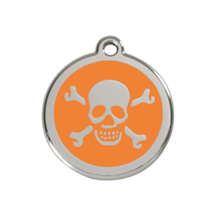 Vue avant - Médaille personnalisée pour chien Red Dingo Émail et acier inoxydable Orange - Taille M