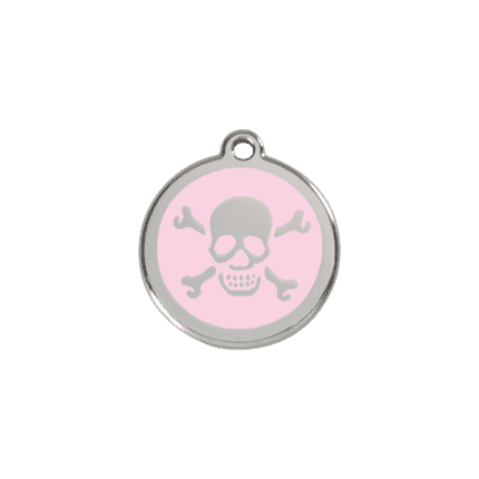 Vue avant - Médaille personnalisée Red Dingo Émail/Acier inoxydable Tête de mort Rose S 20.00 7G