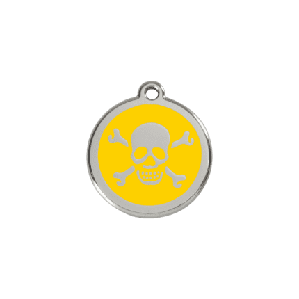 Vue avant - Médaille personnalisée pour chat en émail jaune Red Dingo 20mm - Réf : 01-XB-YE-SM