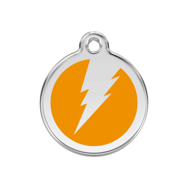 Vue avant - Médaille personnalisable pour chien Red Dingo Émail et acier inoxydable Orange M - 30.00 16.1 G