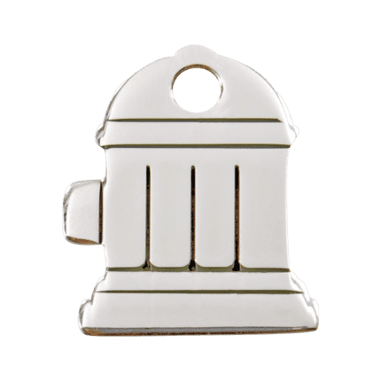 Vue avant - Médaille personnalisable pour chien Red Dingo - Plat en acier inoxydable - Bouche d'incendie - Taille L