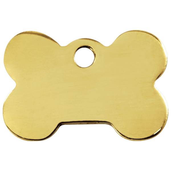 Vue avant - Médaille personnalisée pour chien Red Dingo Laiton plat Os - Gravure incluse