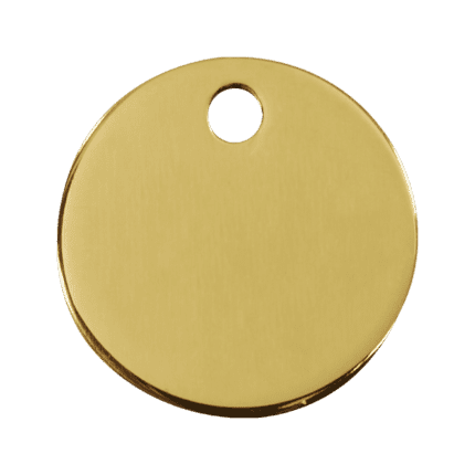 Vue avant - Médaille personnalisable Red Dingo Laiton Plat Cercle pour chien ou chat - Réf. 03-CL-ZZ-LG