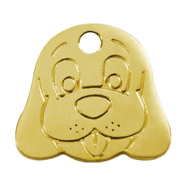 Vue avant - Médaille personnalisable pour chien Red Dingo Laiton plat motif tête de chien - 03-DF-ZZ-LG