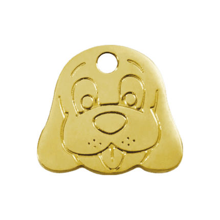 Vue avant - Médaille personnalisable Red Dingo Laiton plat - Tête de chien - Taille M
