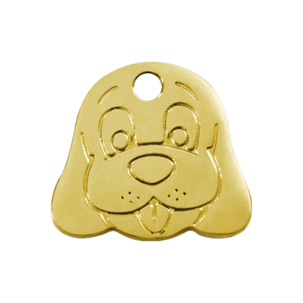 Vue avant - Médaille personnalisable Red Dingo Laiton plat - Tête de chien - Taille M