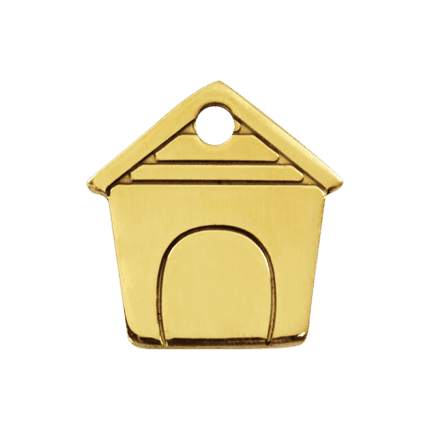 Vue avant - Médaille personnalisée pour chien Red Dingo Laiton plat - Motif Niche - Taille M