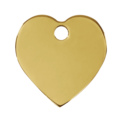 Vue avant - Médaille personnalisée pour chien Red Dingo cœur en laiton plat - Taille L - 03-HT-ZZ-LG