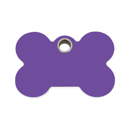 Vue avant - Médaille personnalisée pour chien ou chat - Red Dingo - Os violet - Taille M