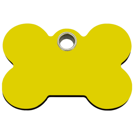 Vue avant - Médaille personnalisable pour chien Red Dingo Os Jaune Taille L - 04-BN-YE-LG