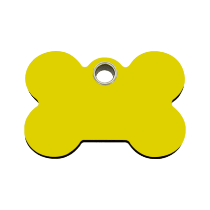 Vue avant - Médaille personnalisable pour chien - Red Dingo Plastique Plat Os Jaune - Taille M