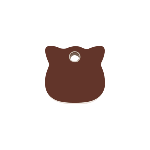 Vue avant - Médaille personnalisable Red Dingo pour chat - Tête de chat brun - Taille S