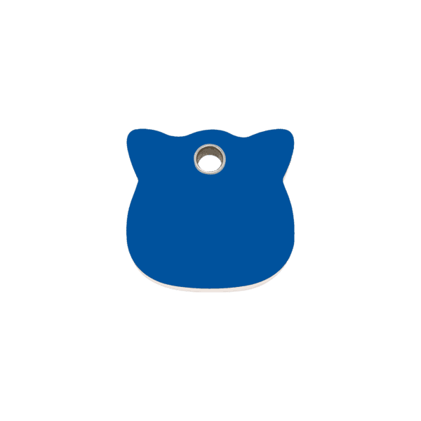 Vue avant - Médaille personnalisée pour chat Red Dingo - Plastique plat bleu foncé - Taille S