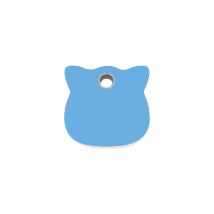 Vue avant - Médaille personnalisable pour chat Red Dingo - Plastique plat bleu clair - Taille S
