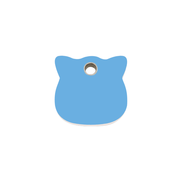 Vue avant - Médaille personnalisable pour chat Red Dingo - Plastique plat bleu clair - Taille S