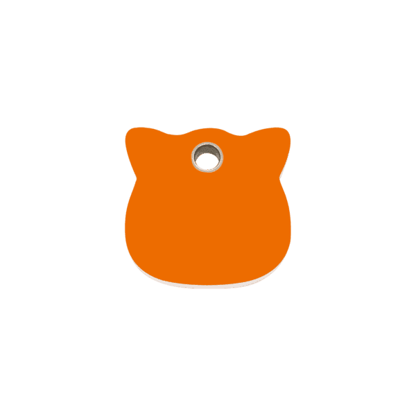 Vue avant - Médaille personnalisée pour chat Red Dingo - Plastique plat orange - Taille S - Gravure incluse