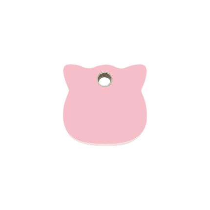 Vue avant - Médaille personnalisée pour chat Red Dingo rose en plastique plat - Réf 04-CH-PK-SM