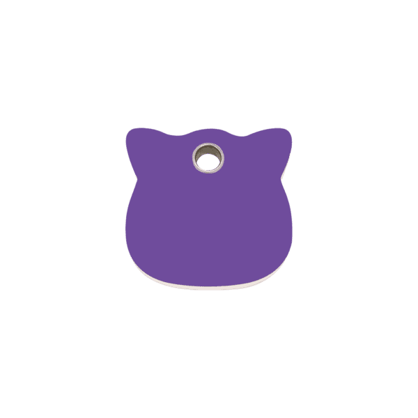 Vue avant - Médaille personnalisée pour chat Red Dingo violet - Gravure incluse - Taille S