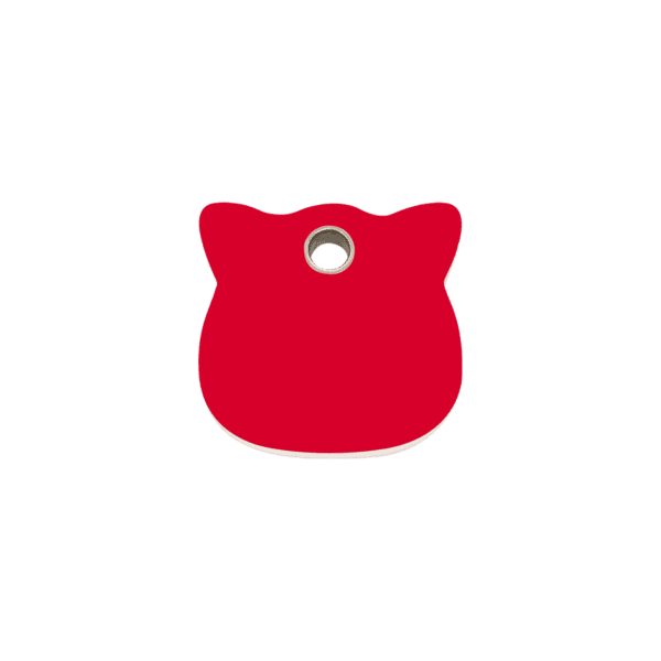 Vue avant - Médaille personnalisée pour chat Red Dingo - Plastique plat rouge - Taille S - Gravure incluse
