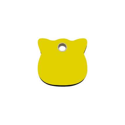 Vue avant - Médaille personnalisée pour chat Red Dingo jaune - Collection Plastique plat - Taille S