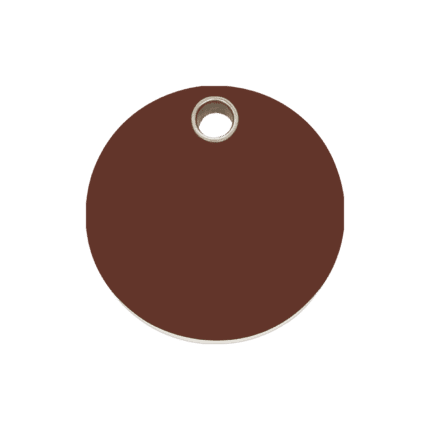 Vue avant - Médaille personnalisable pour chien Red Dingo - Plastique plat brun - Taille M - Gravure incluse