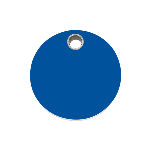 Vue avant - Médaille personnalisable pour chien Red Dingo Plastique plat Cercle Bleu foncé - Taille M