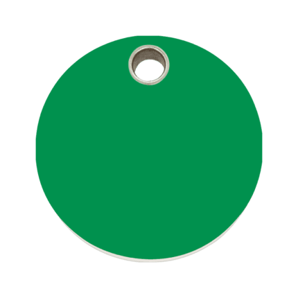 Vue avant - Médaille personnalisée pour chien - Red Dingo - Plastique plat vert - Taille L