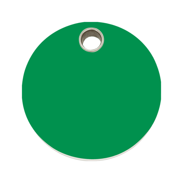 Vue avant - Médaille personnalisée pour chien - Red Dingo - Plastique plat vert - Taille L