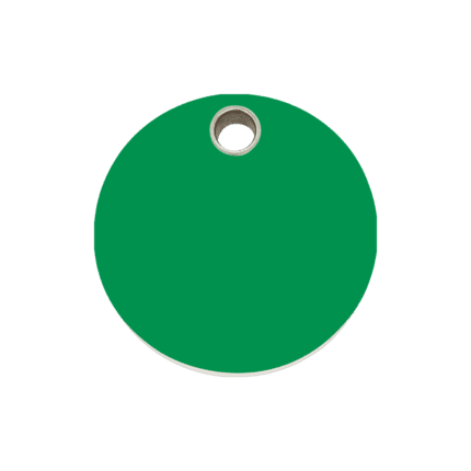 Vue avant - Médaille personnalisée pour chien - Red Dingo 04-CL-GR-ME - Cercle vert - Taille M