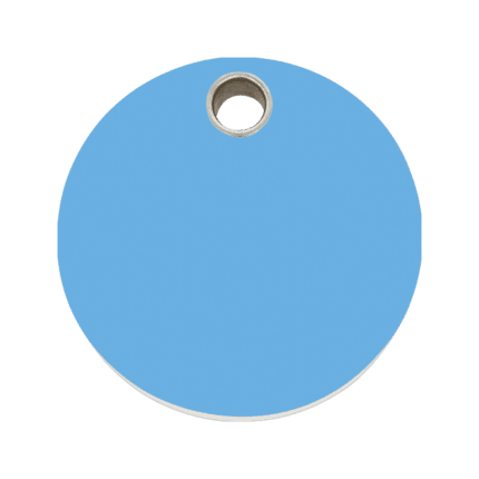 Vue avant - Médaille personnalisable pour chien Red Dingo Plastique plat Cercle Bleu clair Taille L