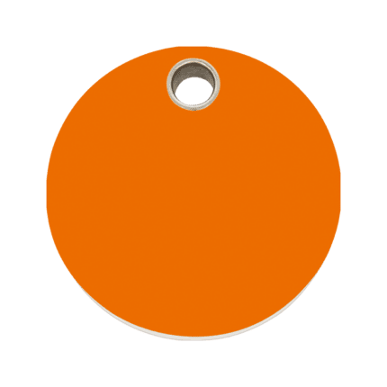 Vue avant - Médaille personnalisée pour chien Red Dingo Plastique plat Cercle Orange Taille L