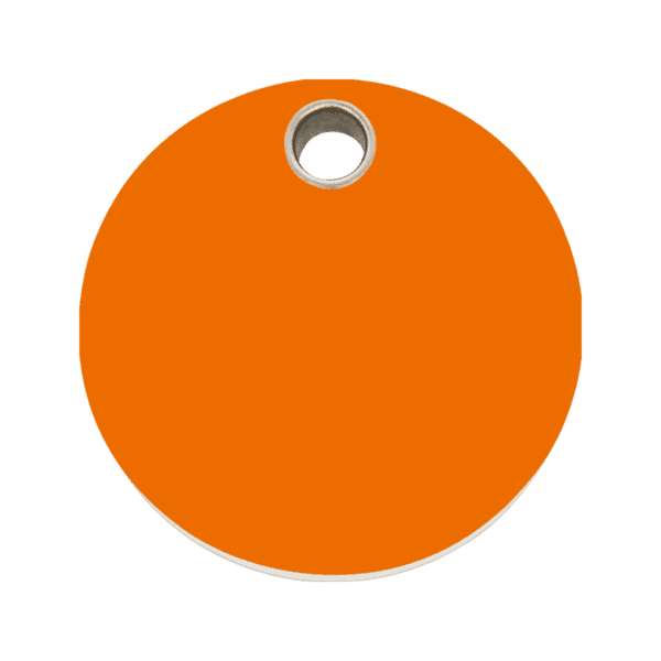 Vue avant - Médaille personnalisée pour chien Red Dingo Plastique plat Cercle Orange Taille L