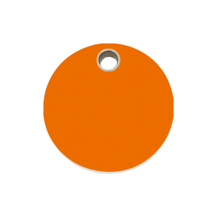 Vue avant - Médaille personnalisée pour chien Red Dingo Plastique plat Cercle Orange Taille M - 04-CL-OR-ME