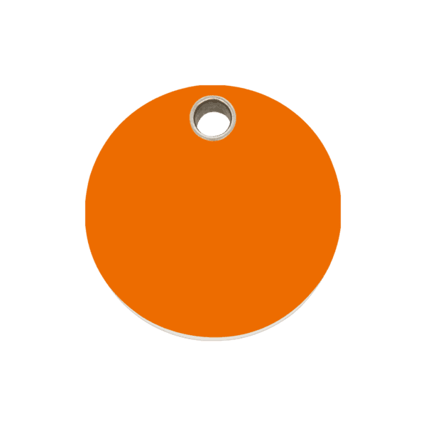 Vue avant - Médaille personnalisée pour chien Red Dingo Plastique plat Cercle Orange Taille M - 04-CL-OR-ME