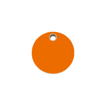 Vue avant - Médaille personnalisable pour chien/chat Red Dingo - Plastique plat orange - Taille S