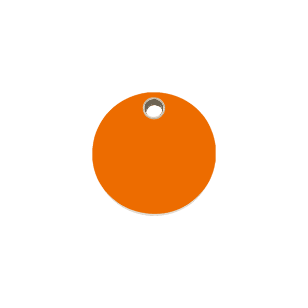 Vue avant - Médaille personnalisable pour chien/chat Red Dingo - Plastique plat orange - Taille S