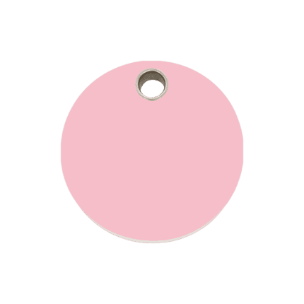 Vue avant - Médaille personnalisée pour chien/chat Red Dingo rose - Gravure incluse - Taille M