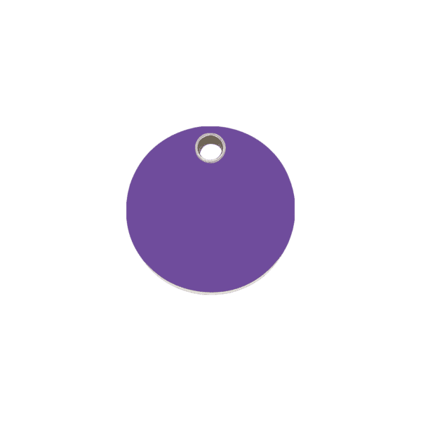 Vue avant - Médaille personnalisée pour chien/chat Red Dingo violet - Taille S - Gravure - 04-CL-PU-SM