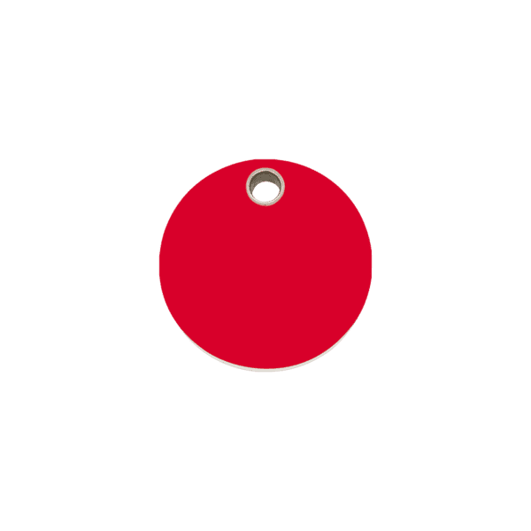 Vue avant - Médaille personnalisable pour chien/chat Red Dingo - Plastique plat rouge - Taille S - Gravure incluse