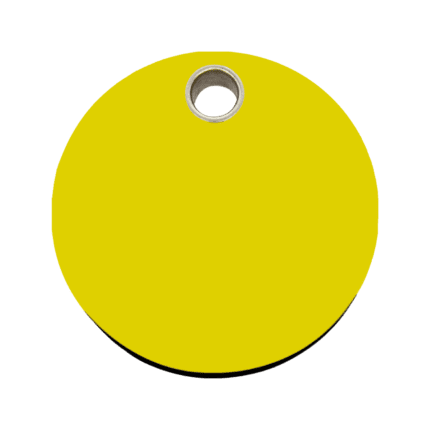 Vue avant - Médaille personnalisable pour chien - Red Dingo - Plastique plat jaune - Taille L