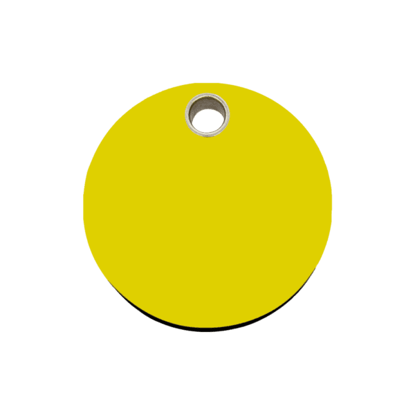 Vue avant - Médaille personnalisable pour chien - Red Dingo - Plastique plat jaune - Taille M